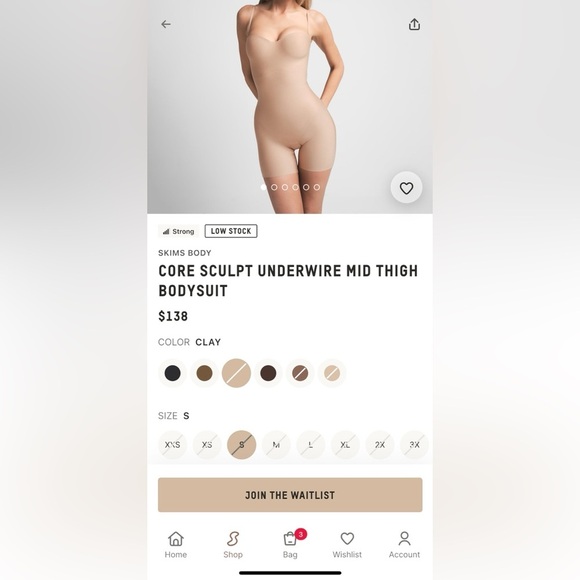 🤍Skims body underwire mid thigh bodysuit - Picture 1 of 4